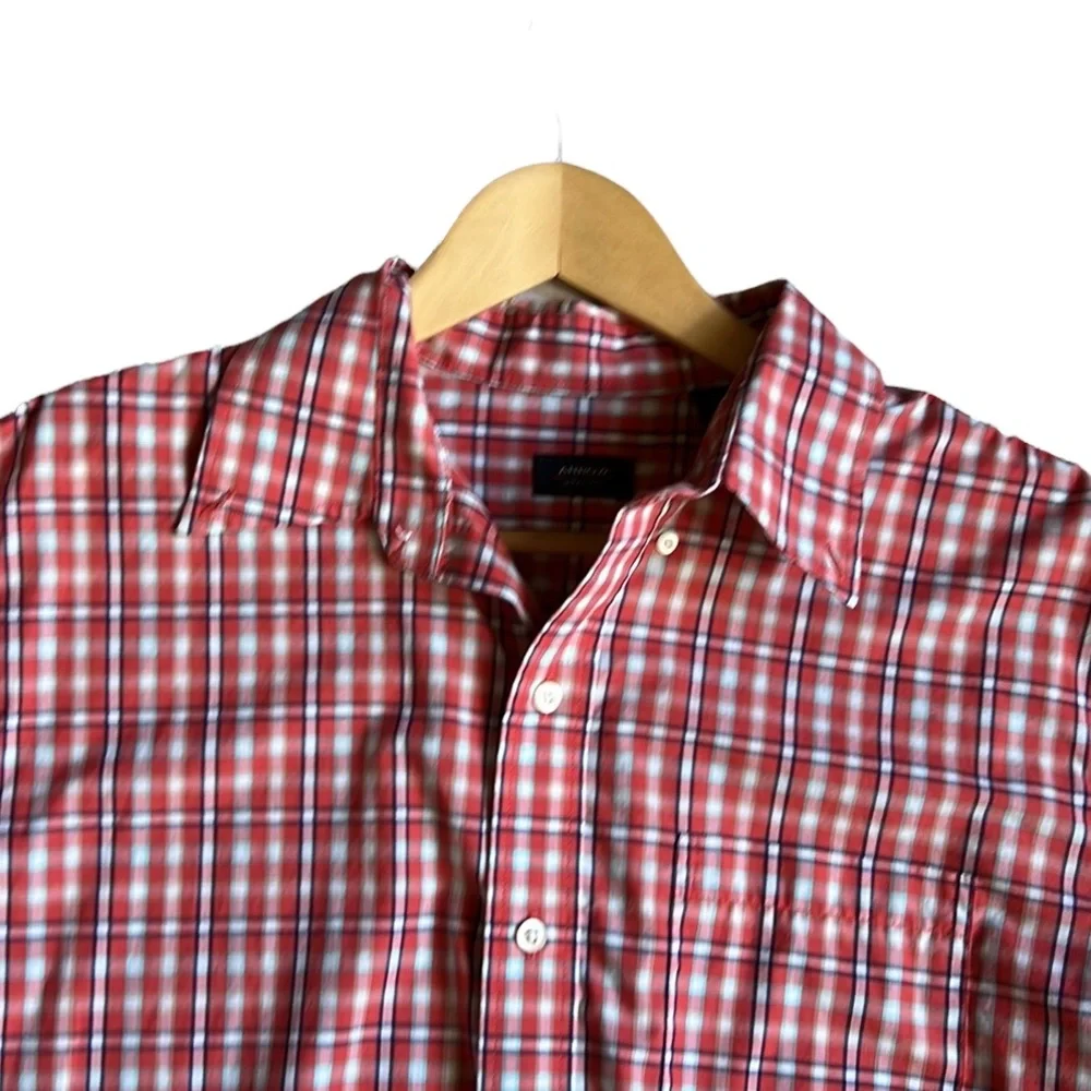 Arrow Red Plaid Short Sleeve‎ Button Down Shirt Size Large